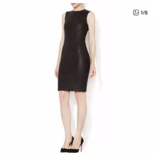 Vince Classic Black Dress 100% lamb leather size 6 sheath